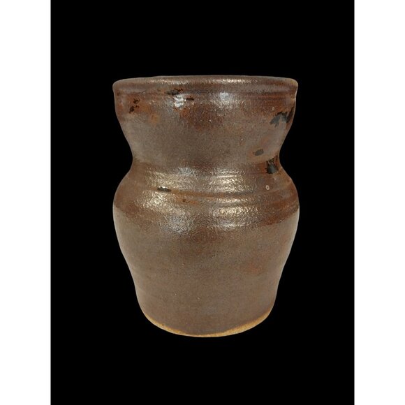 Art Pottery Vase Split Color Glaze Blue And Brown - Picture 2 of 9